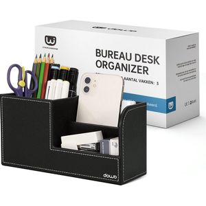DOWO® - Bureau Desk Organizer - Pennenhouder - PU leer - Bureau Accessoires - Pennenbakje - Make Up Organizer - Zwart