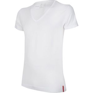 Undiemeister T-shirt - T-shirt heren - Slim fit - Korte mouwen - Gemaakt van Mellowood - Diepe V-hals - Chalk White (Wit) - Anti-transpirant - L
