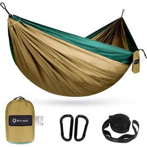 Ultralichte hangmat voor op reis camping 300 kg draagvermogen sneldrogend parachutenylon inclusief nylon riemen - voor binnen/buiten tuin