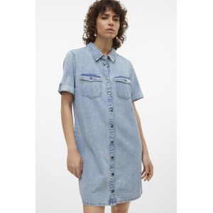 Vero Moda Jurk Vmjennie Ss Short Denim Dress Mix N 10309665 Light Blue Denim Dames Maat - M