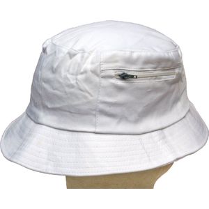 Vissershoed Vissershoedje Bucket Hat Wit 2 Stuks 100% Katoen Dames Heren maat 61