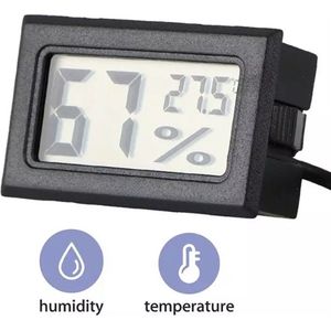 Digitale hygrometer en thermometer in 1-inclusief batterijen-luchtvochtigheidsmeter-thermometer- ZWART
