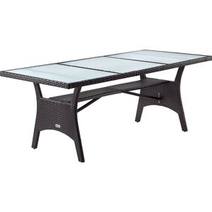 Casaria Polyrattan Tafel – Veiligheidsglasblad 190x90x74 cm – Bruin