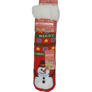 Emoji Kerstsokken - Happy unisex huissokken - Extra Warm en zacht - Anti-Slip - Huttensocken Emoji sneewpop- one size