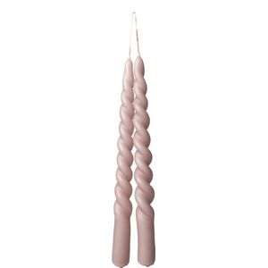 Twisted kaarsen roze - 2pc - swirl- candle- pink