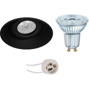 LED Spot Set - OSRAM Parathom PAR16 930 36D - Proma Nivas Pro - GU10 Fitting - Dimbaar - Inbouw Rond - Mat Zwart - 5.5W - Warm Wit 3000K - Trimless - Kantelbaar - Ø150mm