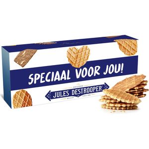 Jules Destrooper Natuurboterwafels & Parijse Wafels met opschrift ""Speciaal voor jou / spécialement pour toi"" - Belgische koekjes - 100g x 2