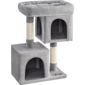 Krabpaal 74 Cm Krabpaal M Kattenhuis Voor Middelgrote Katten Tot 5 Kg Groot Platform 2 Kattengrotten Sisalpalen Lichtgrijs