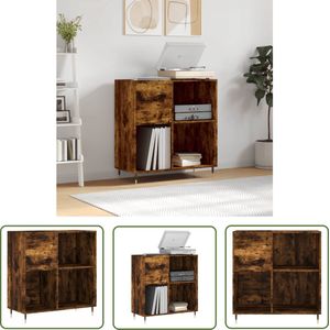 The Living Store Platenkast - Gerookt eiken - 84.5 x 38 x 89 cm
