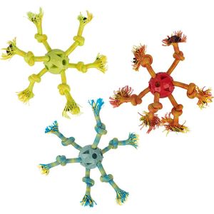 Pawise Play-N-Tug Multi Rope Octopus – Hondenspeelgoed – Apporteer- en Kauwspeelgoed - Veelzijdige speeltje – Urenlang Speelplezier - voor Binnen en Buiten – Assorti