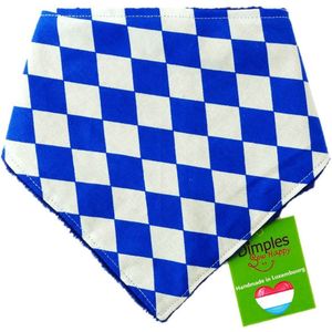 Bavaria Blauw Wit Geruit Hondenhalsdoek - DIMPLES 55cm XL hondensjaal hondenbandana met comfortabele drukknopen