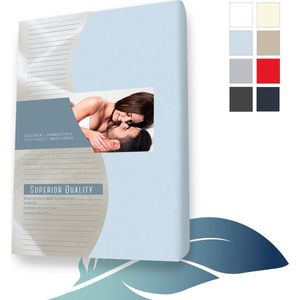 24-Bedding - Jersey Hoeslaken - Extra zacht - 97% katoen - 3% Elastaan - 140x210 cm - Licht Blauw - 30 cm