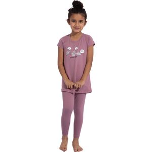 VANILLA -  Sheep meisjes pyjama  - Pyjamasets - Tweedelig - Egyptisch katoen - Paars - PJ532 - 8-9 jaar
