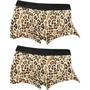 Funderwear meisjes boxershorts luipaard 2-pack - 110 - Bruin