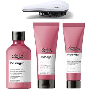 L`Oreal Professionel - Pro Longer - Shampoo + Conditoner + Renovatie Creme + KG Ontwarborstel - Versterkend & Verdikkende Set - Serie Expert - Giftset