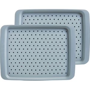 Zeller dienblad - 2x - antislip - blauw - kunststof - 35 x 26 cm