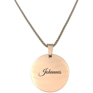 Ketting RVS Met Naam Gravering - Johannes - Rosegoud - Rond