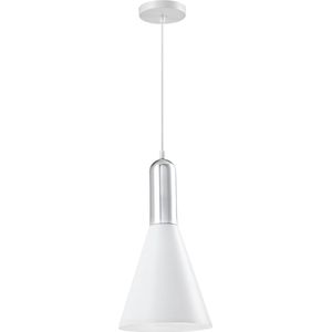 QUVIO Hanglamp modern - Lampen - Plafondlamp - Verlichting - Verlichting plafondlampen - Keukenverlichting - Lamp - E27 Fitting - Met 1 lichtpunt - Voor binnen - Metaal - Aluminium - D 19 cm - Wit en zilver