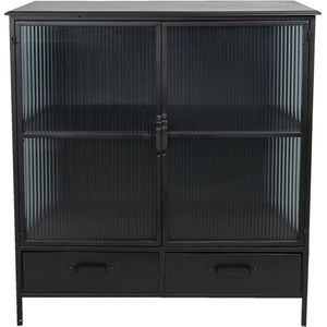 Clayre & Eef Vitrinekast 90x38x102 cm Zwart Ijzer Rechthoek Opbergkast