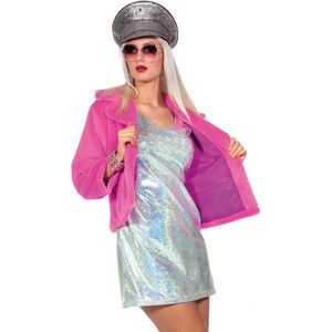 Wilbers & Wilbers - Barbie Kostuum - Girly Girl Imitatie Bont Jas Vrouw - Roze - Maat 44-46 - Carnavalskleding - Verkleedkleding