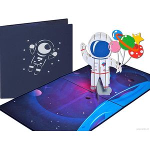 Popcards popupkaarten – Verjaardagskaart Astronaut Kosmonaut Ruimtevaarder Heelal Felicitatie NASA pop-up kaart 3D wenskaart