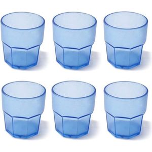 Designset kunststof waterglazen, inhoud 30 cl. Ze zijn ideaal voor drankjes of longdrinks, Vaatwasmachinebestendig, Made in Italy, Stapelbaar, Linea Unglassy, ​​Turquoise kleur