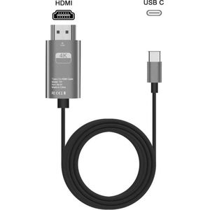 AM-IP® USB-C Naar HDMI 4K 30HZ Kabel | USB C HUB Adapter | 2 Meter - Spacegray - macbook - HDTV - male to male - gaming -