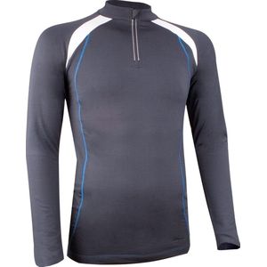 Avento Sportshirt Lange Mouw - Dik Materiaal - Antraciet/Wit/Kobalt - XL