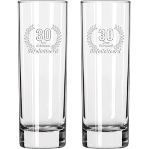 Gegraveerde set Longdrinkglazen 22cl Gefeliciteerd 30 jaar getrouwd