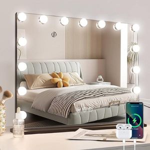 Equivera Hollywood Spiegel - Hollywood Spiegel - Hollywood Spiegel met Verlichting - Make-Up Spiegel - Make-Up Spiegel met Verlichting - Spiegel met Licht - Tafel Spiegel - Slaapkamer Spiegel