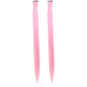 2 x Clip in Hairextension 60cm - Roze - Baby roze - #60BR - nephaar - Hair extension | haar extensie- carnaval haar - gekleurde extensions - extensions met clip