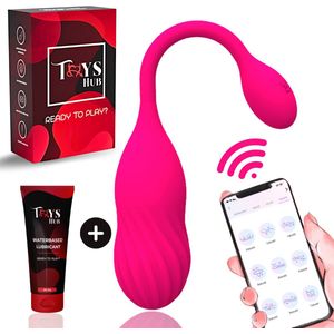 Toys Hub® Vibrator Deluxe met App Control - Incl. Glijmiddel & EBOOK - Geschikt voor IOS & Android - Met Opbergzakje - Sex Toys voor Vrouwen - Vibrerend Ei - Vibrators voor Vrouwen & Koppels - Clitoris Stimulator