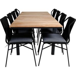 Mexico tuinmeubelset tafel 90x160/240cm en 8 stoel Julian zwart, naturel.
