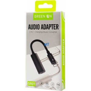 GREEN ON Splitter iphone adapter lightning audio jack 2in1 Audio + Opladen