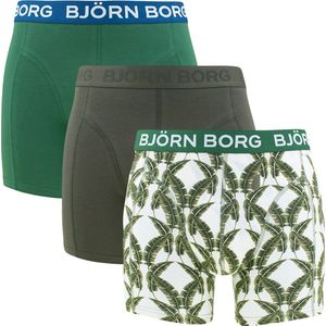 Björn Borg cotton stretch 3P boxers palmtrees groen & wit - L