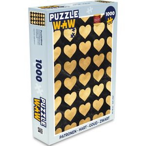 Puzzel Patronen - Hart - Goud - Zwart - Legpuzzel - Puzzel 1000 stukjes volwassenen