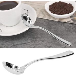 Cupping Lepel Roestvrij Staal Melkschuim Dessert Cake Ijs Lepel met Opbergzak (Zilver)