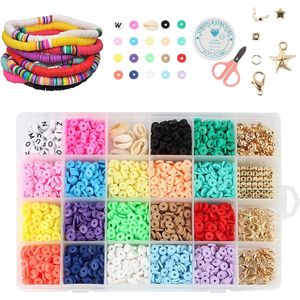 MONTKIARA Kralen Clay Spacer DIY kralen Set kralen Kralen Armband Ketting Maken Kit kinderen DIY Kralen Met Elastische Draad en Schaar voor DIY Sieraden Ketting Armband