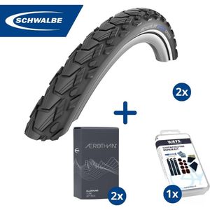 Fietsband - Schwalbe - Buiten- & binnenbanden (2x2 stuks) - Marathon Racer R-Guard & SV17E - 28 inch x 1.40 - 2.00 - 40 mm - Met plaksetje