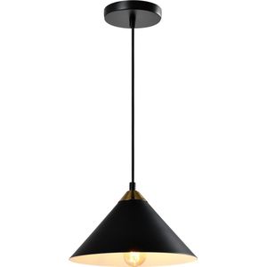 QUVIO Hanglamp retro - Lampen - Plafondlamp - Verlichting - Verlichting plafondlampen - Keukenverlichting - Lamp - E27 Fitting - Met 1 lichtpunt - Voor binnen - D 25 cm - Metaal - Aluminium - Zwart