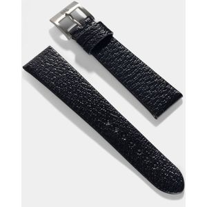 B&S Leren Horlogeband Luxury - Retro Black Pigskin - 20mm