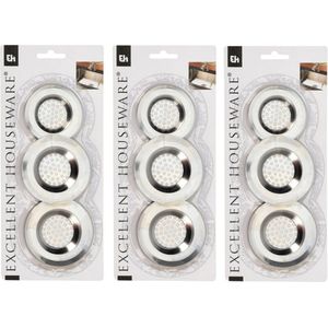 Excellent Houseware Gootsteenfilters - 9x stuks - 2 maten - metaal