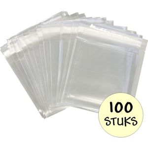 Fako Bijoux® - Cellofaan Zakjes 10x10cm - Zakjes Met Plakstrip - Zelfklevende Zakjes - Uitdeelzakjes - Transparant - 100 Stuks