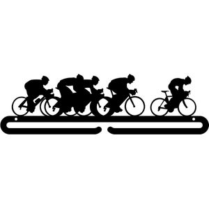 Wielrennen Medaillehanger zwarte coating - staal - (35cm breed) - Nederlands product - incl. cadeauverpakking - sportcadeau - wielersport - medailles - muurdecoratie
