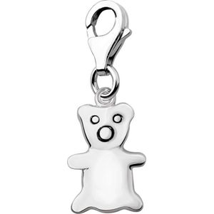 Quiges – 925 - Zilver – Charm - Bedel - Hanger - Beertje - met – sterling - zilver - karabijnslot - geschikt - voor -Bedelarmband HC005