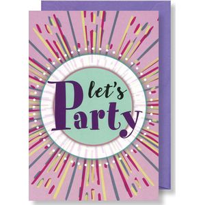 6x dubbele wenskaart met envelop - Party - 11,5 x 17 cm