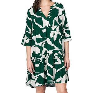 DENIMFY Dames Jurk DFFrida regular fit Groen M/L V Hals Volwassenen