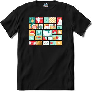 Adventskalender Kerst - Aftelkalender - Kalender - T-Shirt - Dames - Zwart - Maat XXL