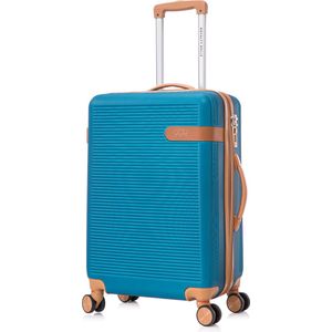 Royalty Rolls Milaan handbagage reiskoffer blauw met wielen 44 liter expandable - cijferslot - lichtgewicht -