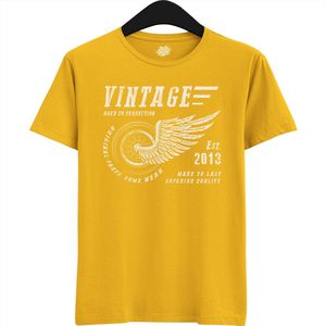 A Vintage Motorcycle Addict Est 2013 | Retro Verjaardag Motor Cadeau Shirt - T-Shirt - Unisex - Geel - Maat L
